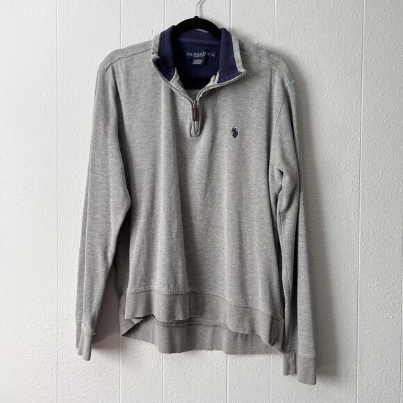 U.S. Polo Mens 1/4 Zip Sweater XXL Cotton Stretch Outdoor Casual Preppy Academia - Picture 1 of 12